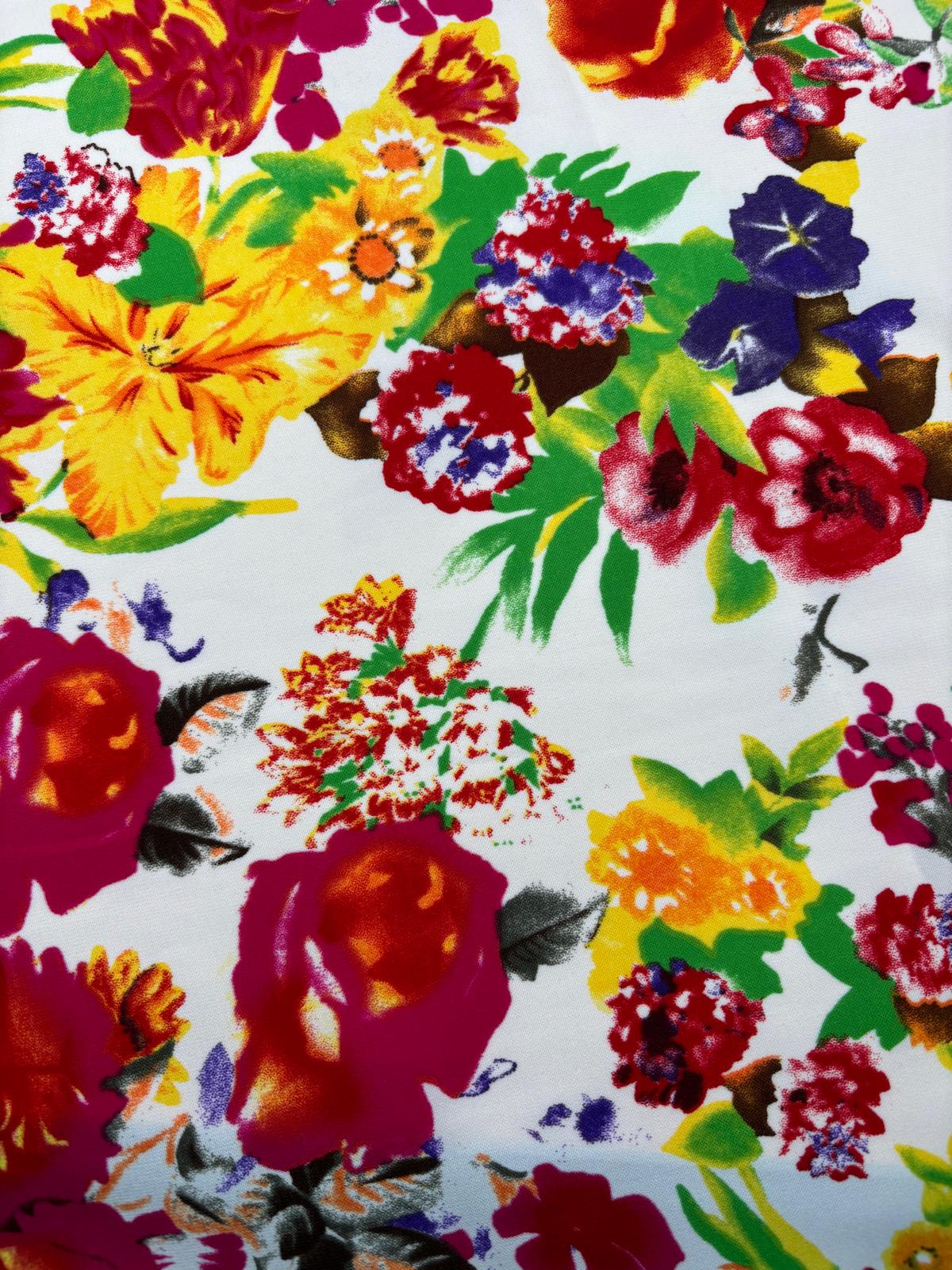 Vibrant Floral Polycotton Woven Fabric – Sold by the Metre - Vératex Fabrics