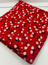 Red Ditsy Floral Viscose Elastane Jersey – Sold by the Metre - Vératex Fabrics