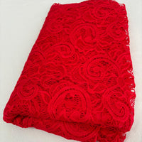 Vibrant Red Swirl Corded Lace Fabric – Sold by the Metre - Vératex Fabrics