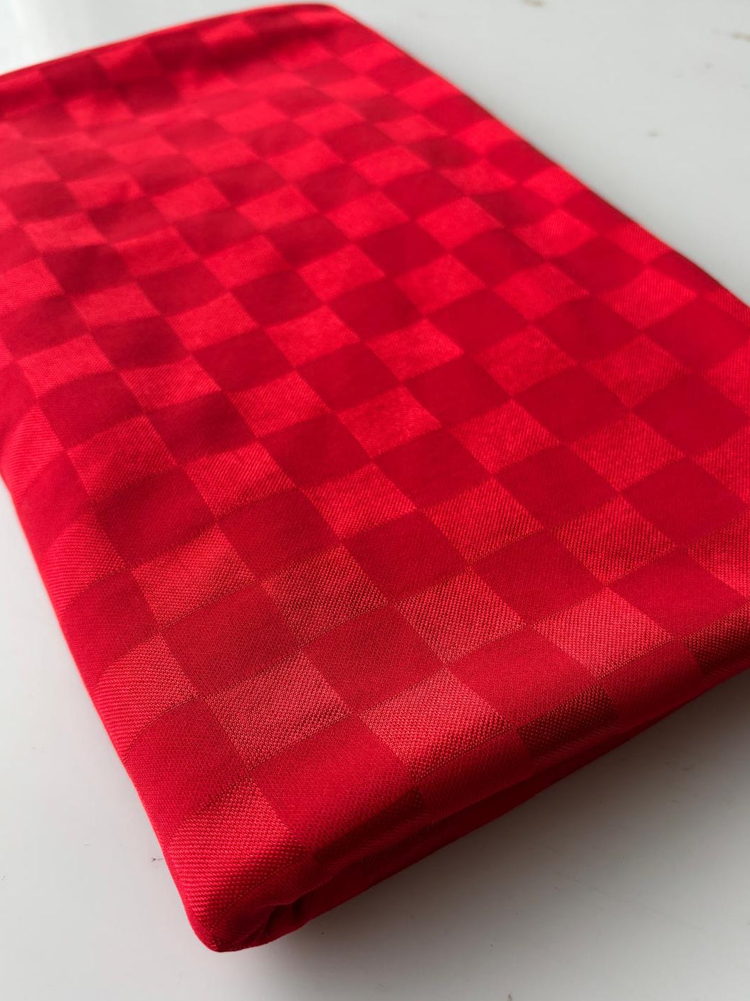Red Tonal Checkerboard Jacquard Fabric