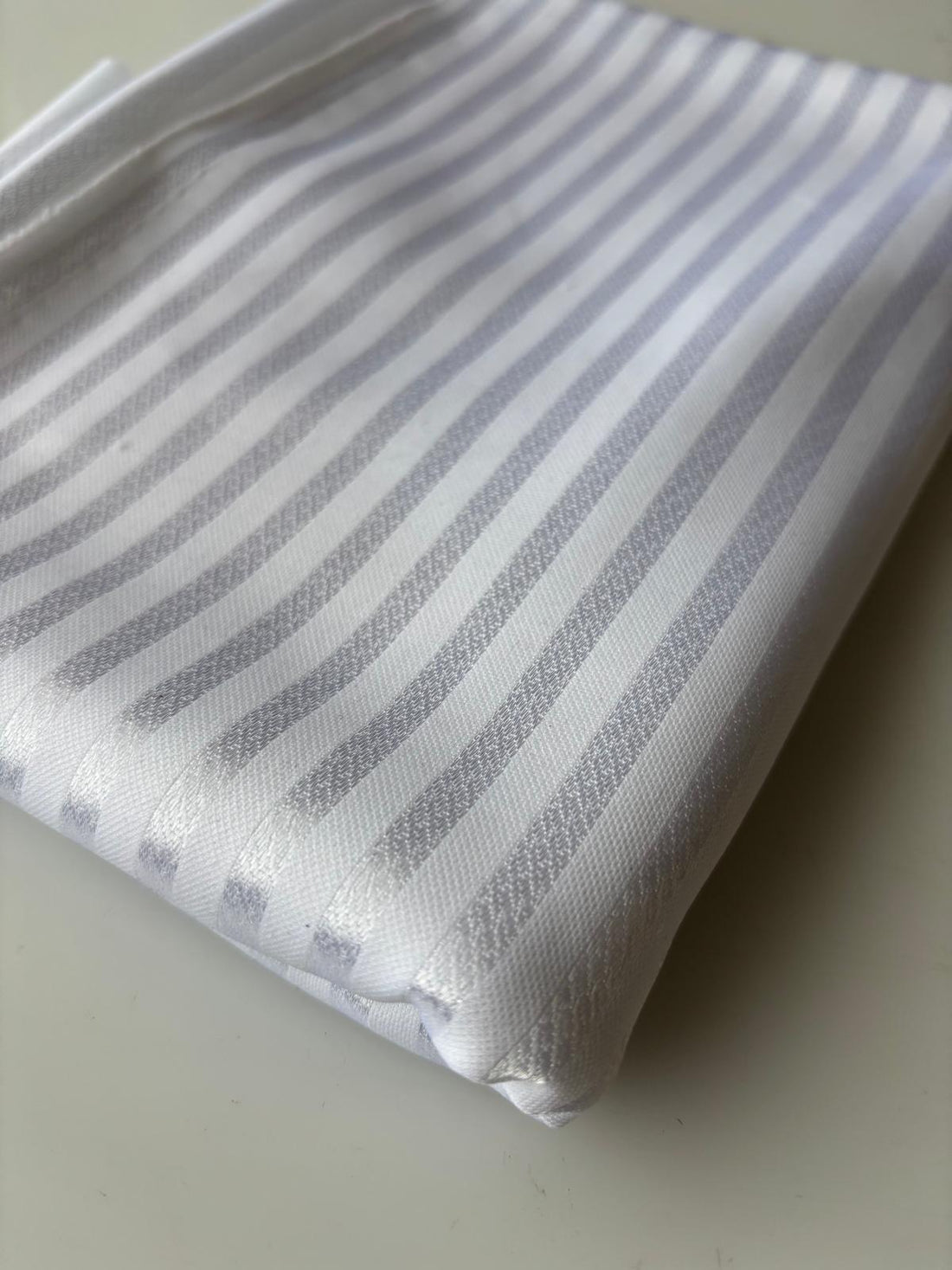 White Silver Stripe Jacquard Fabric