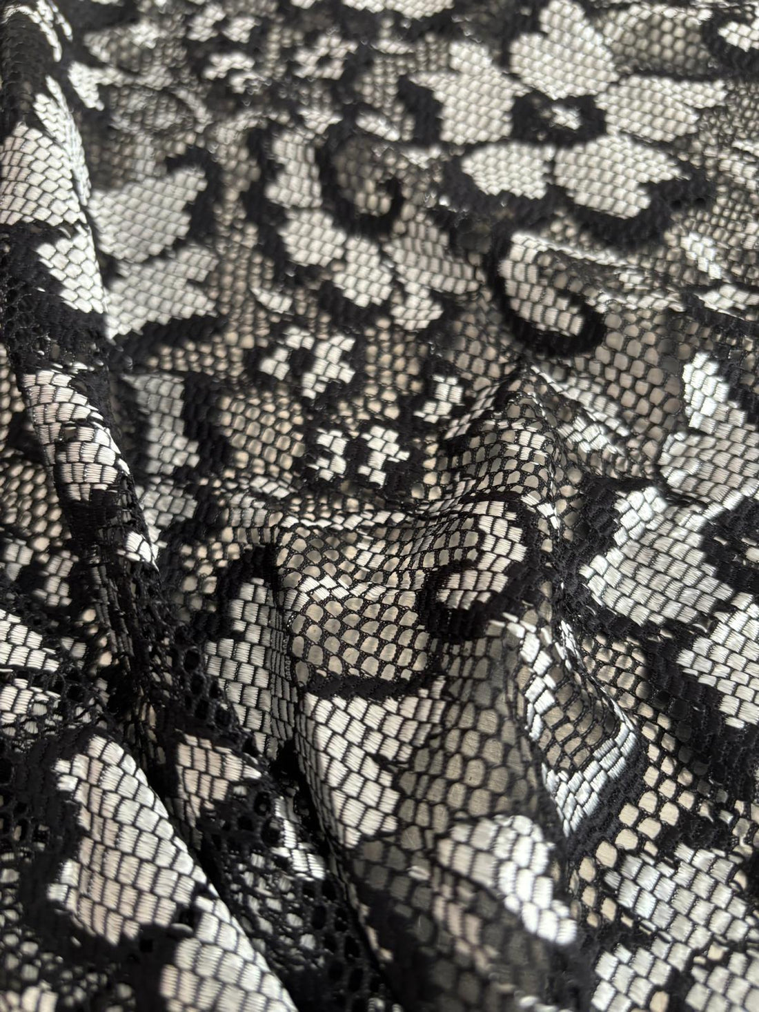 Silver Floral Lace Fabric