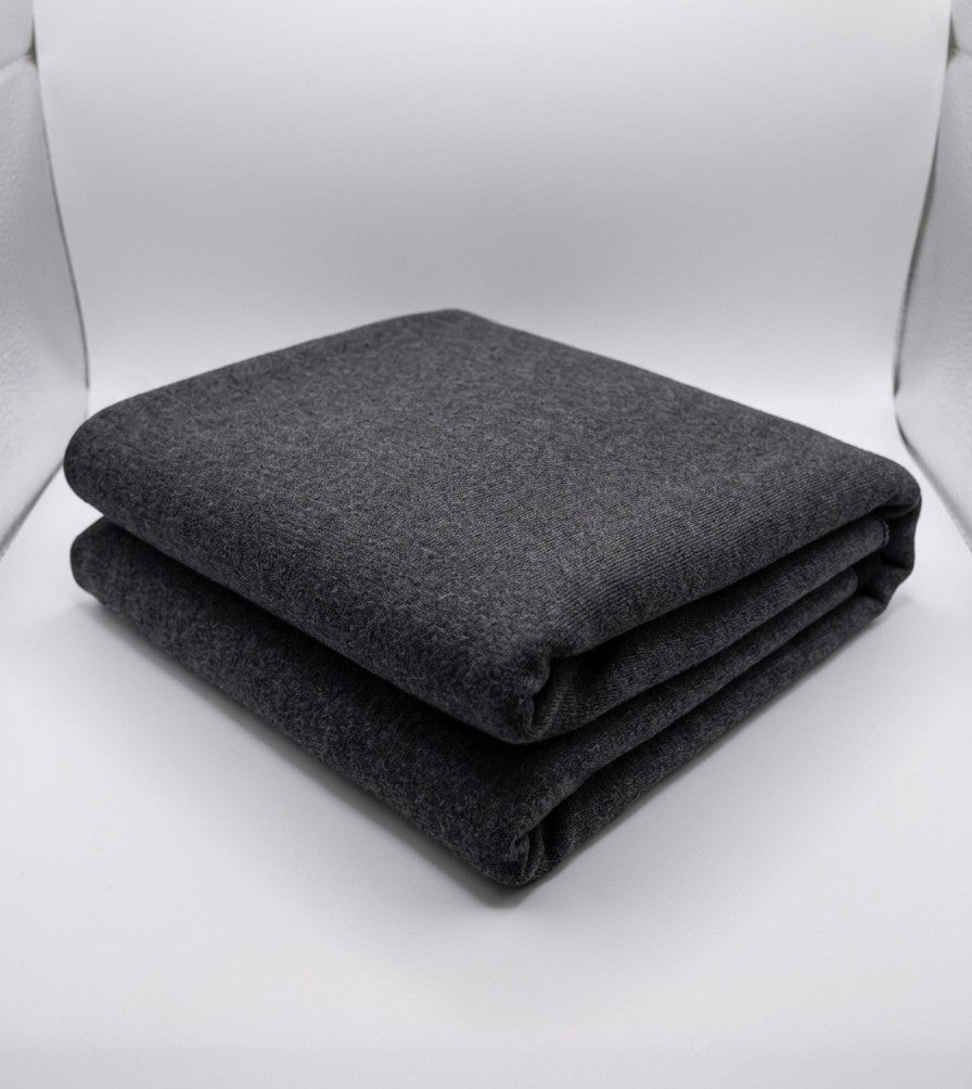 Charcoal 100% Cotton Loopback Jersey Fabric folded