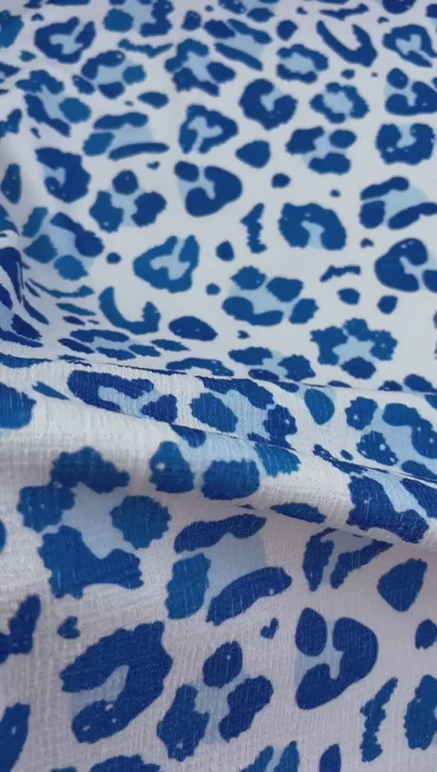 Blue Leopard Tree Bark Jacquard Fabric – Sold by the Metre