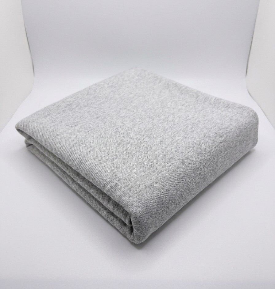 Silver Grey 100% Cotton Loopback Jersey Fabric folded
